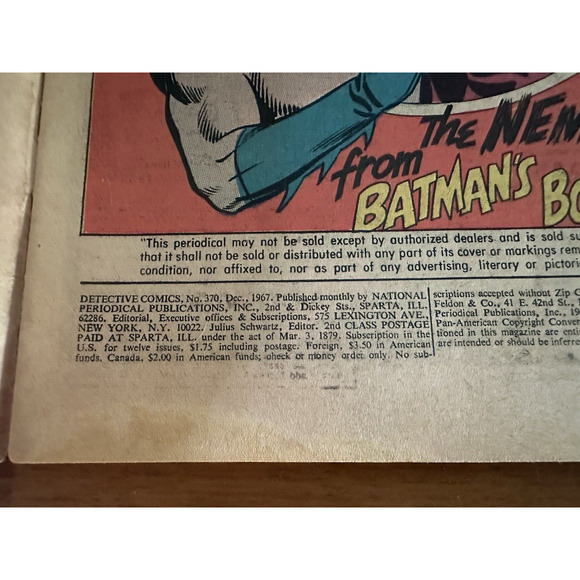 DC Comics, Detective Comics (Batman), #365 & #370 / .12 issues 1967 FAIR VINTAGE - Picture 5 of 16